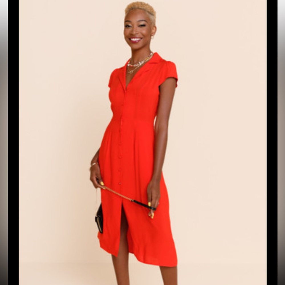Francesca's Collections Vibrant Midi Shirt Dress